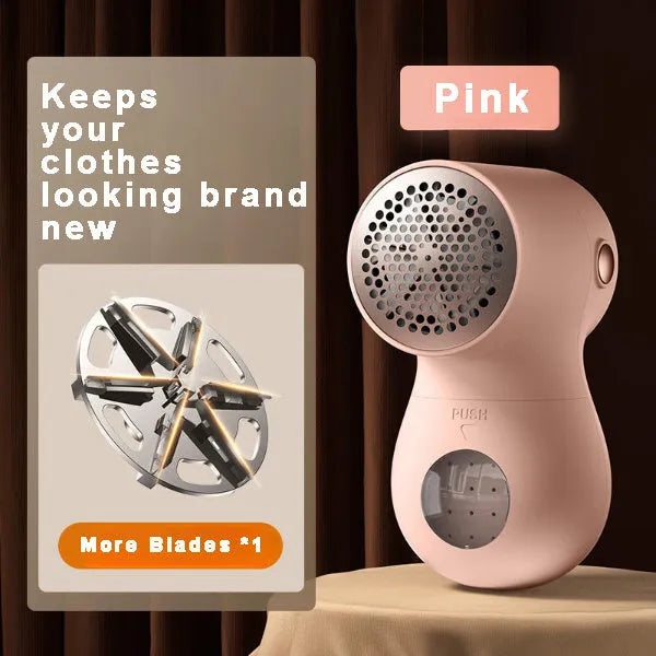 White electric lint remover with LED display and USB charging port for fabric hairball removal