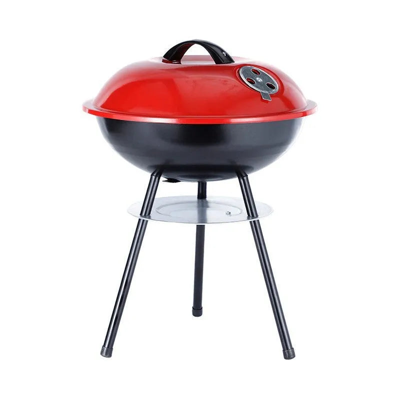 Portable iron barbecue oven with a 14-inch apple stove grill, modern minimalist design.