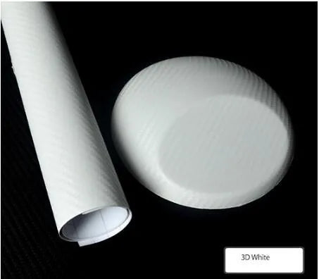 3D carbon fiber vinyl film car sticker roll in black texture with air guide groove visible on adhesive side
