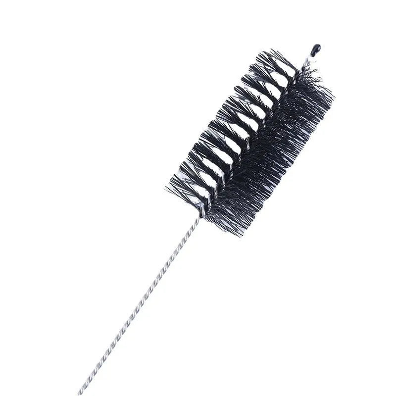Set of long, thin stainless steel and nylon straw cleaning brushes for bottles.