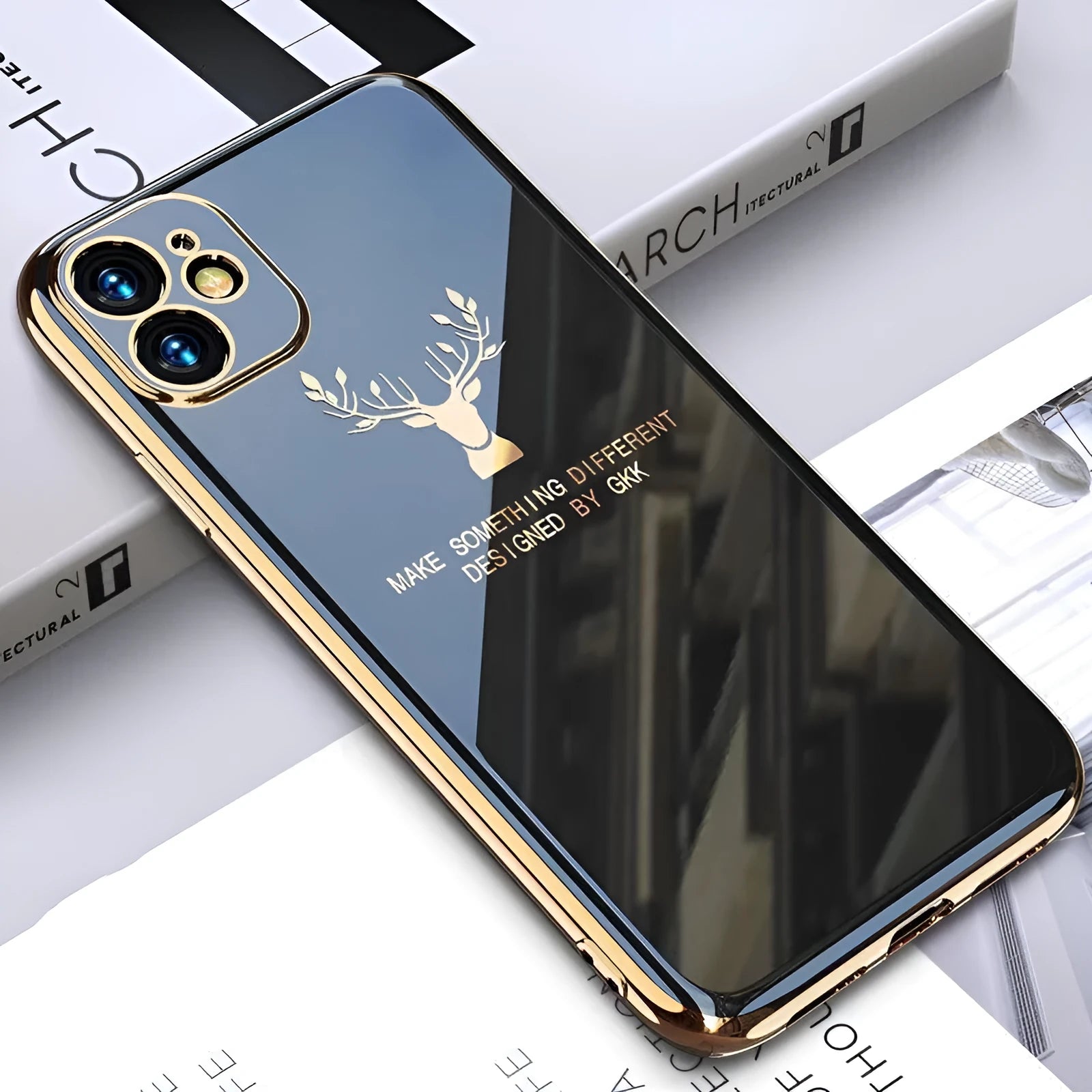 Clear black TPU iPhone case with full lens coverage shown on smartphone