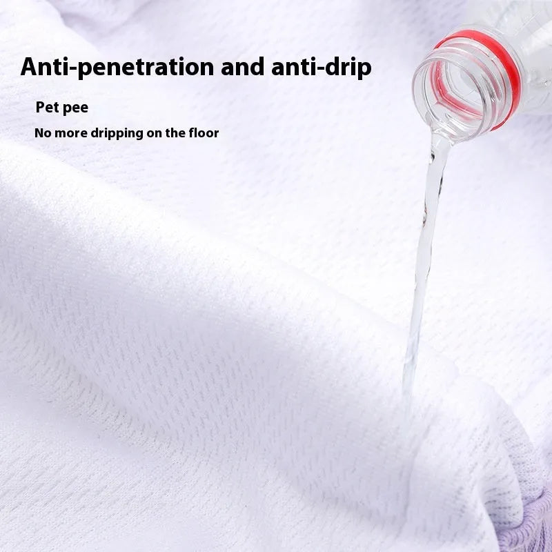 Home washable dog safety pants in Avocado print, polyester, side view on light background
