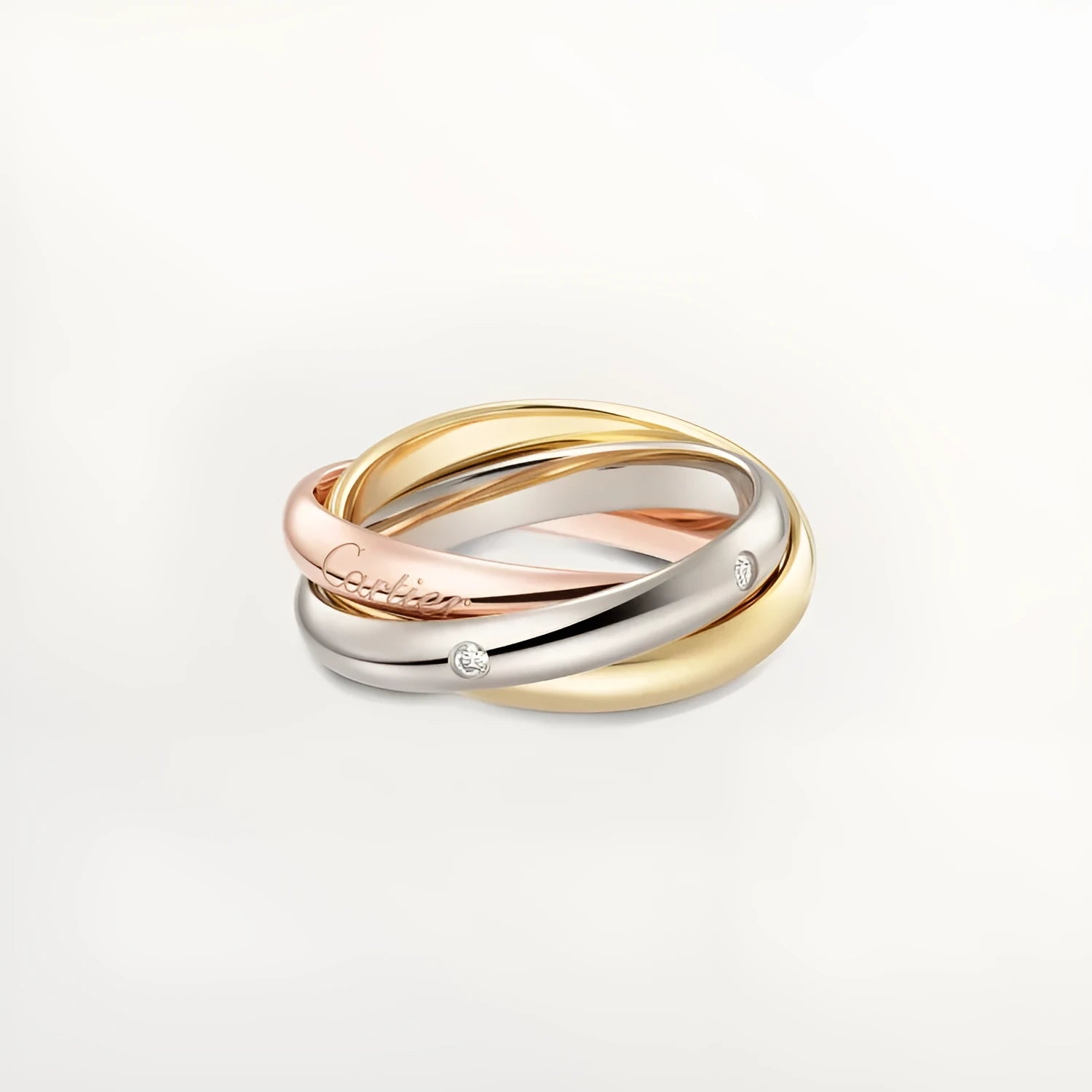Geometric U-shaped sterling silver couple's ring on a finger, showcasing the full diamond option with 18 stones and flat band interior for engraving.