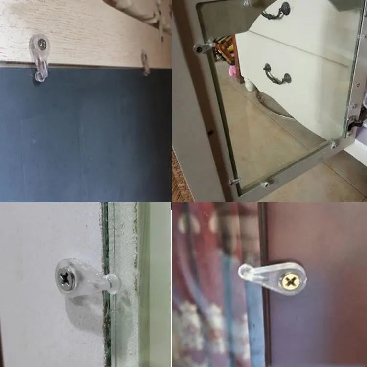 Plastic glass mirror buckle in transparent colour for cabinet built-in fixed installation