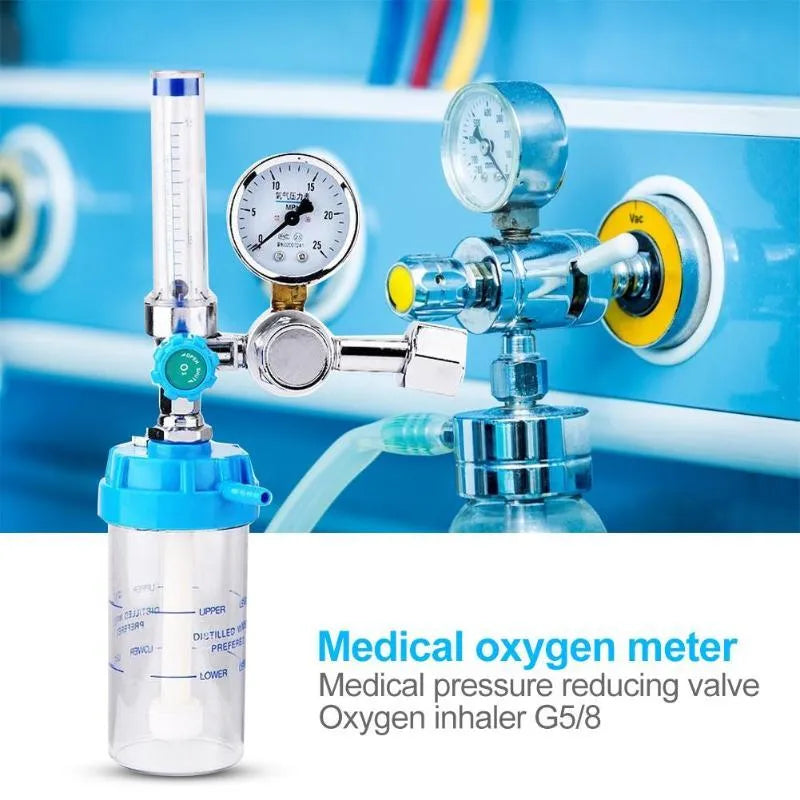 Blue oxygen pressure reducer with 0.25 MPa outlet for cylinder use