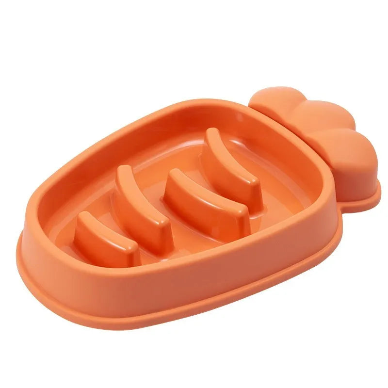 Radish Dog Slow Food Anti-tumble Pet Bowl in plastic, shown in one of four colours: Mango Yellow, Twilight Orange, Gentiana Green, or Ink Blue