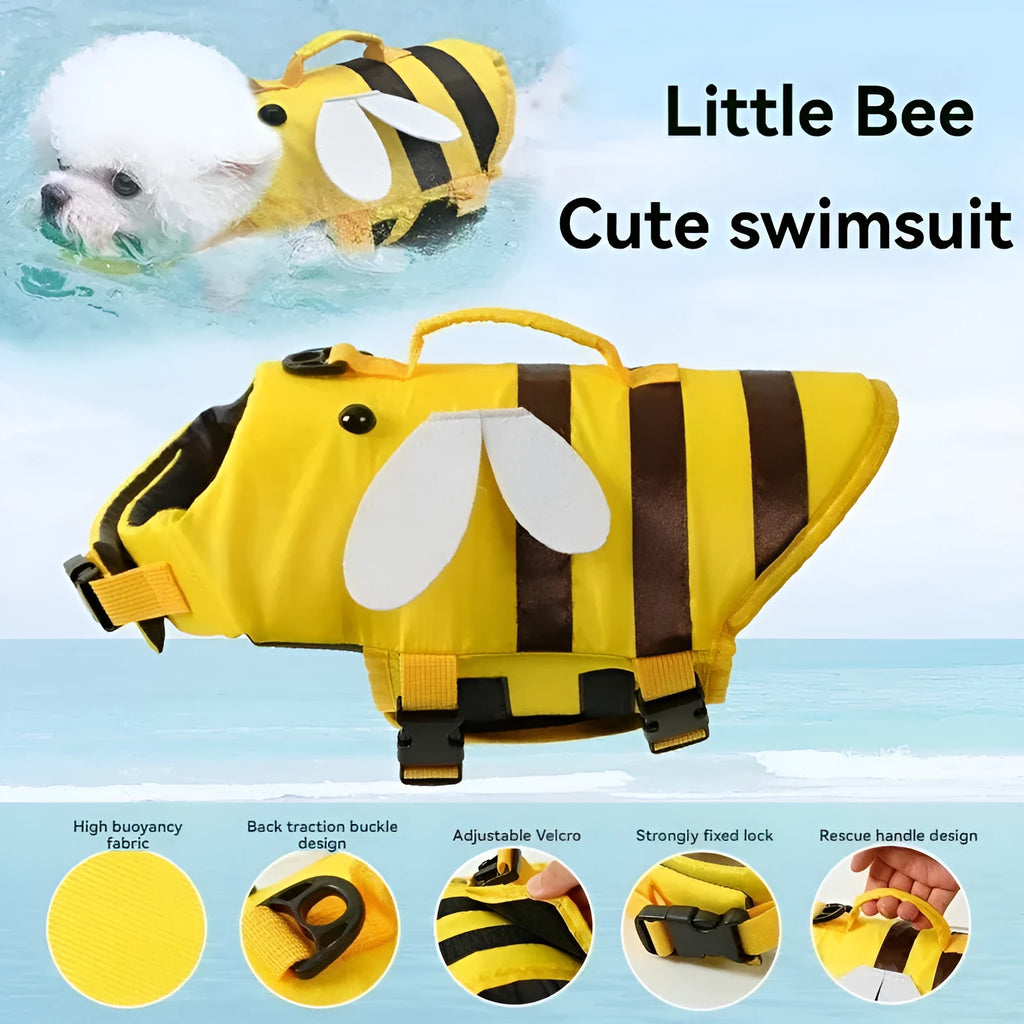 Green dog life jacket with reflective strips and adjustable buckles for swimming safety