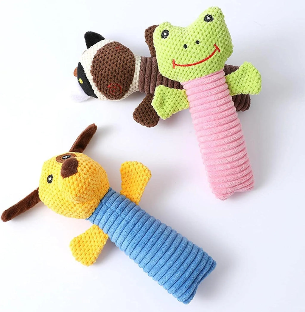 19cm dog squeaky chew toy in calves frogs puppies designs with dental cleaning texture