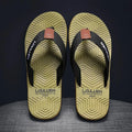 Men's flip flops in matcha green with an EVA upper and textured PVC sole.