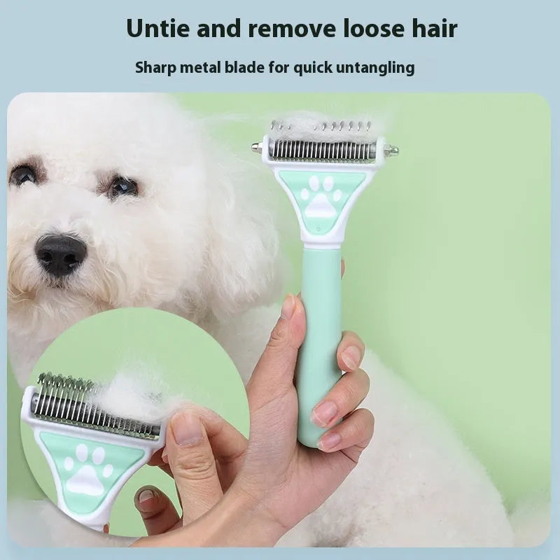 pet dog comb for float hair cleaning knot untying in green and yellow colour options
