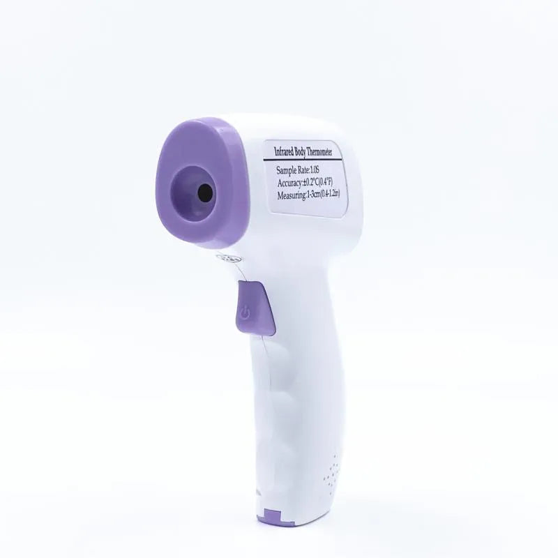 White digital thermometer with non-contact infrared sensor and LED display for temperature measurement