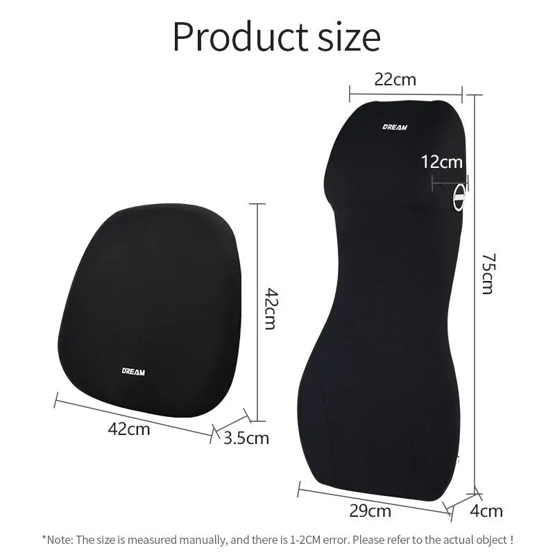 Automotive memory foam waist cushion and headrest mat in six colour options