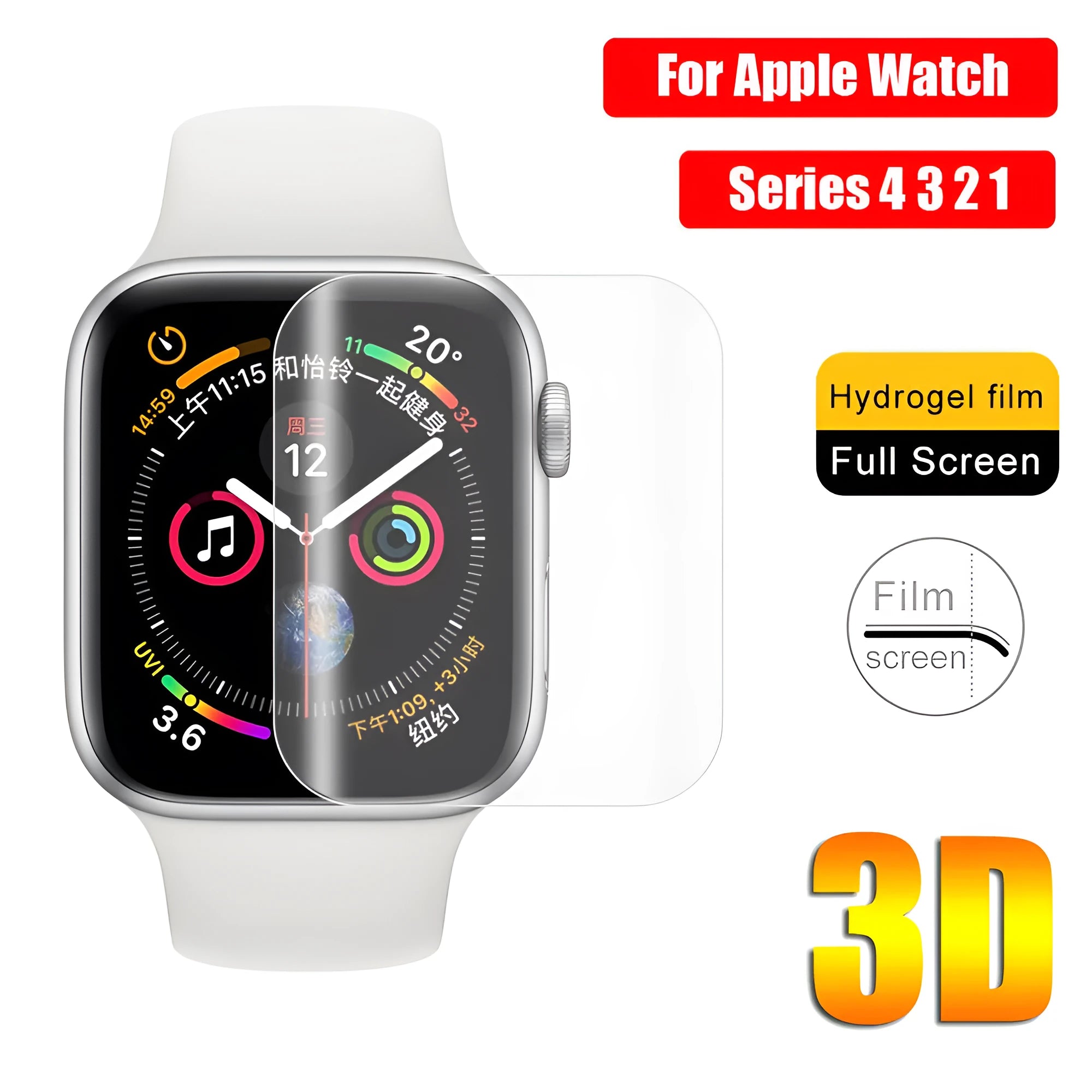 Apple Watch full coverage hydrogel screen protector with scratch resistant coating