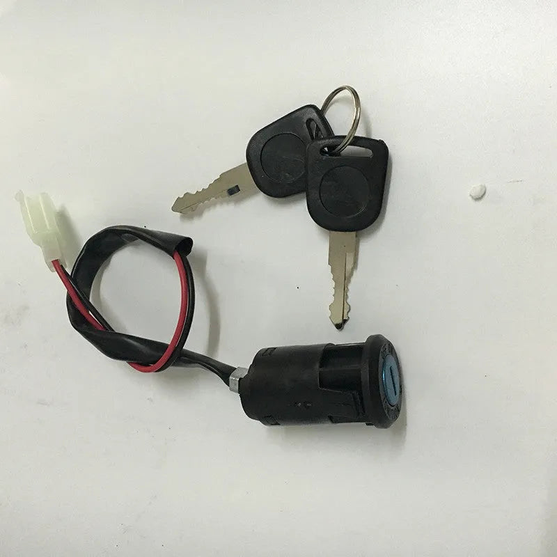 Black universal 2-wire electric door lock ignition switch, 45g, with male head and two buttons