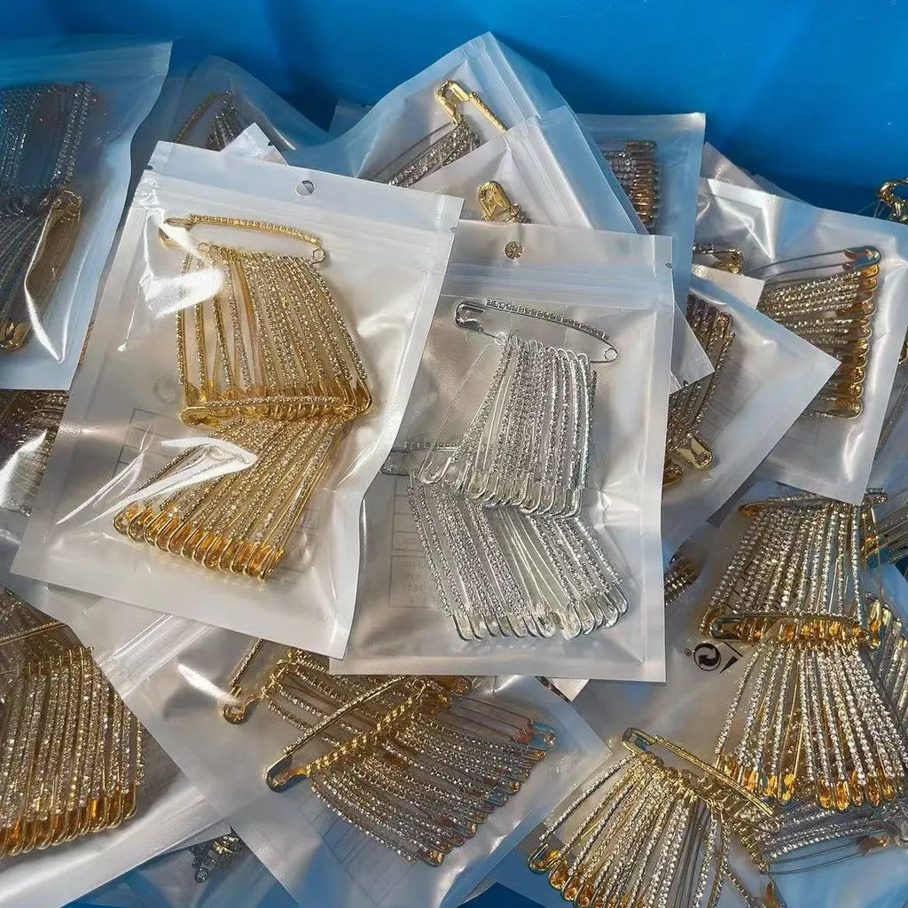 Rhinestone flower-shaped scarf buckle brooch in gold or silver, 10 or 12 pack, for headscarf anti-exposure