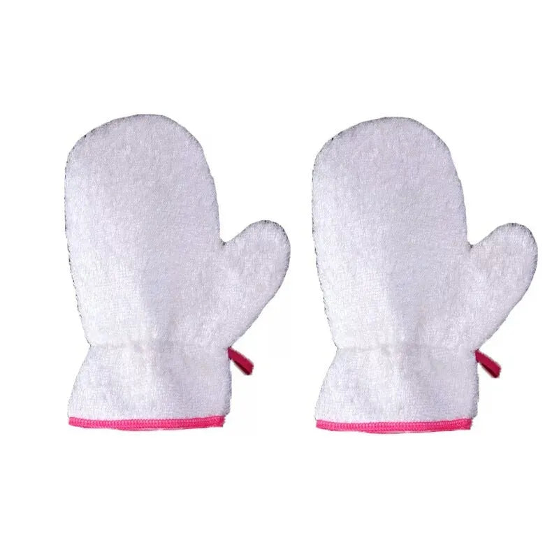 Thick microfiber dishwashing glove in plain white, one size 7-10cm, for kitchen cleaning.