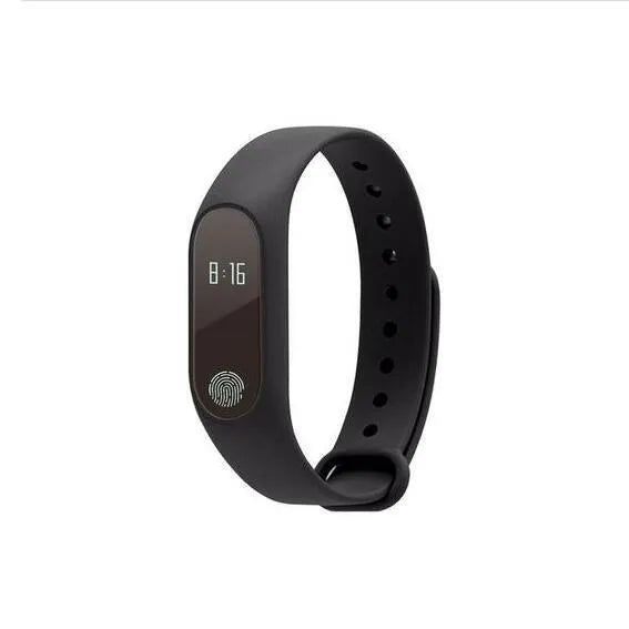 Motion intelligent hand ring fitness tracker in six colours on a wrist, showing heart rate and step display.