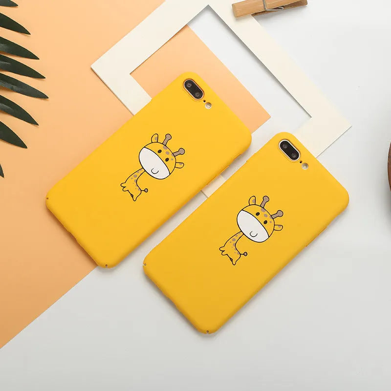 Yellow patterned phone case for iPhone models with shock-resistant PC construction