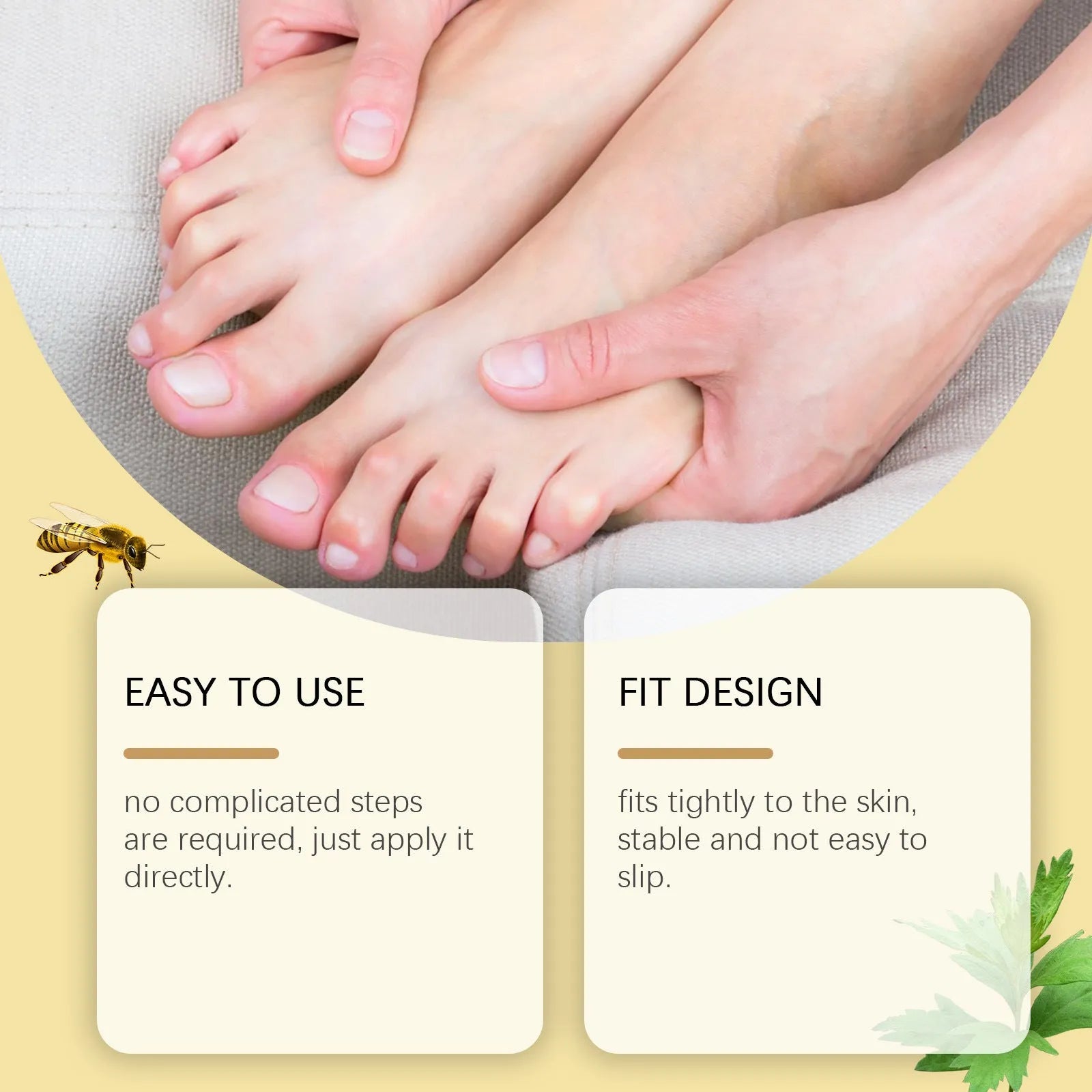 Pack of 10 slimming foot care patches with bee venom and mugwort ingredients
