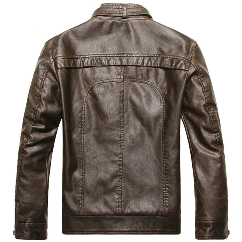 PU leather jacket with zipper front in black, polyester lining, casual outerwear