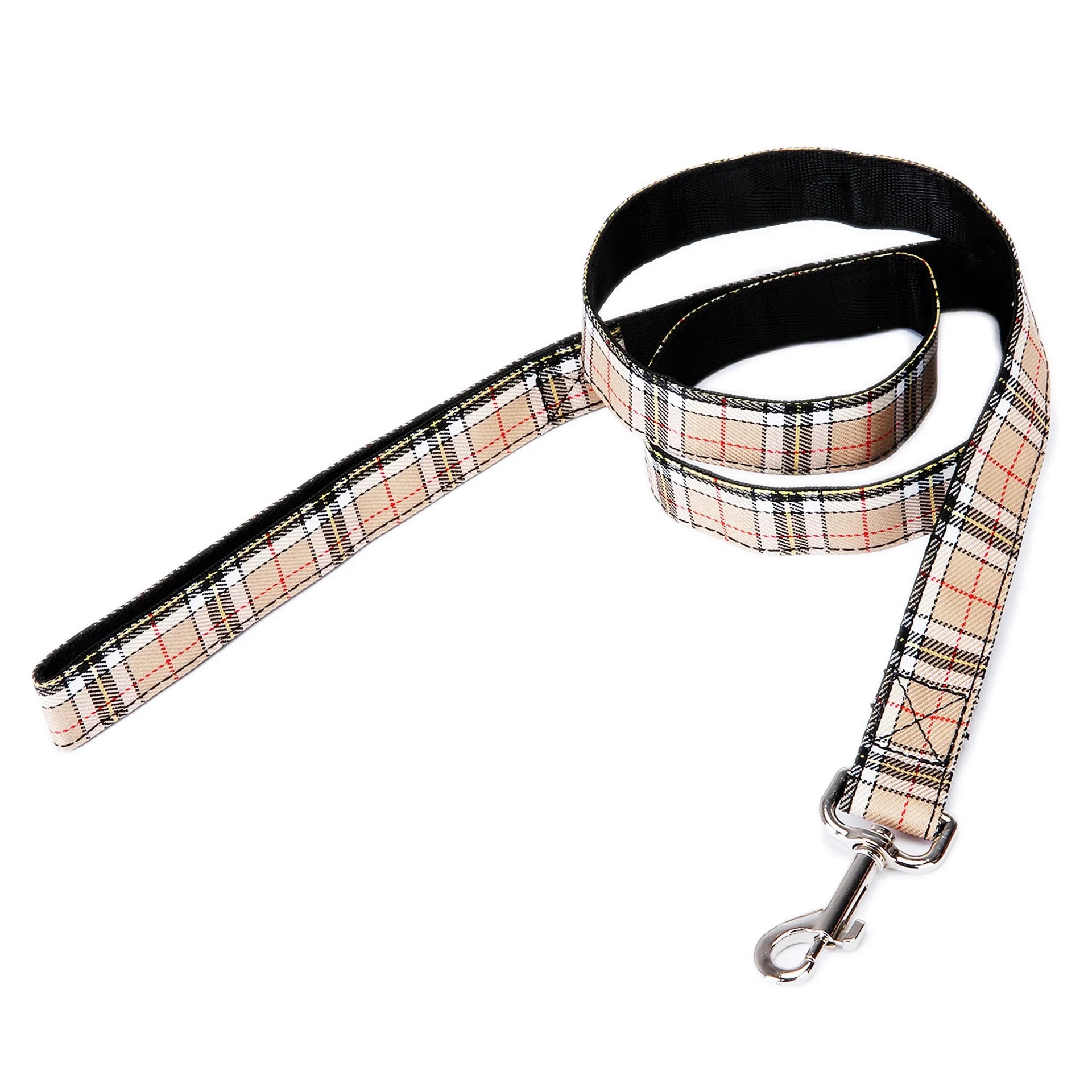Black plaid stripe Christmas pet traction rope showing 120cm imitation nylon extension strap for dog walking control