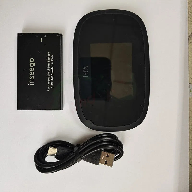 Black mifi8000 portable 4G wireless router with compact design on a table