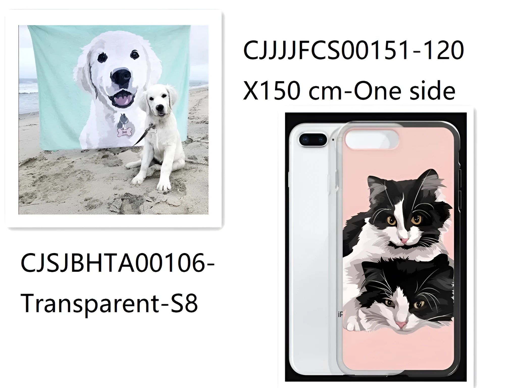 Custom designed flannel blanket and transparent phone case bundle on a sofa