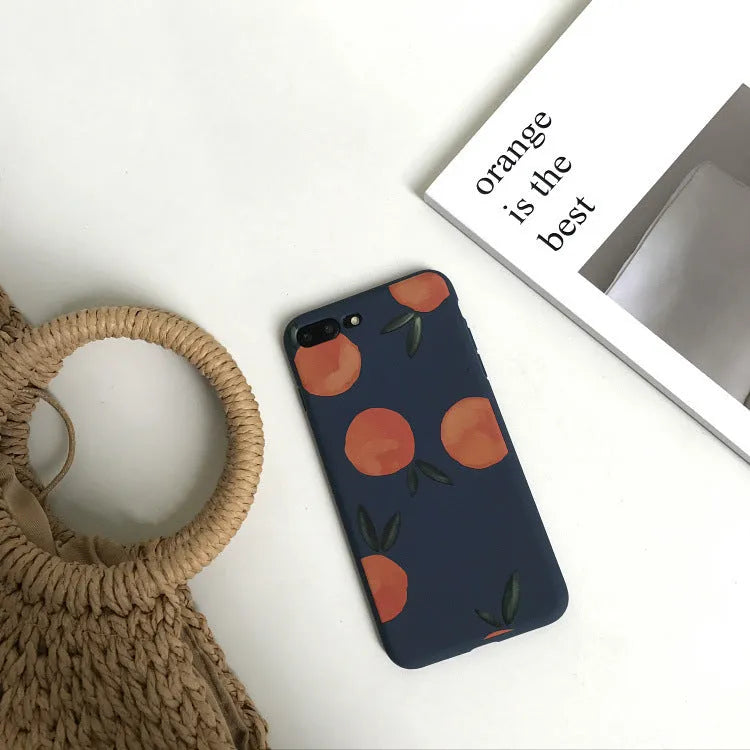 Orange matte finish TPU silicone soft shell case for iPhone, showing full wrap-around design.