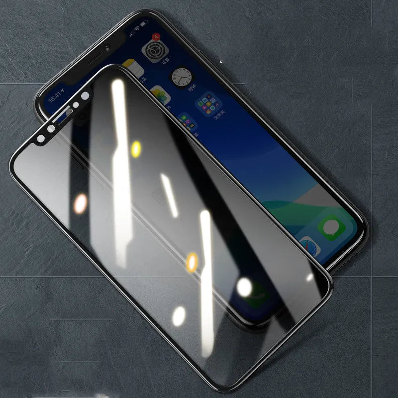 Tempered glass privacy screen protector for Apple iPhone with anti-reflective coating
