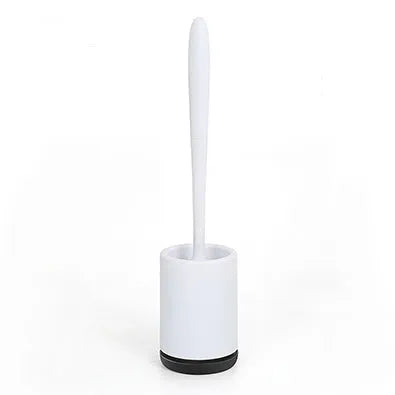 Non-stick TPR toilet brush with PP handle and hollowed brush head, white and black, 41 cm tall