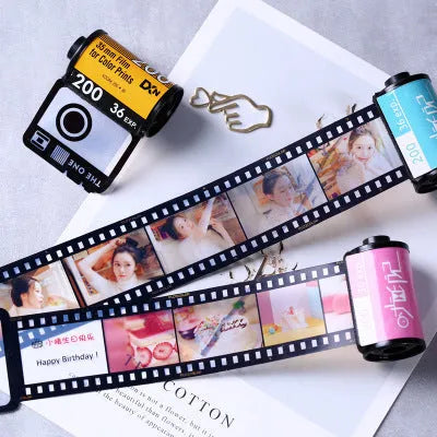 Memory colour film album wooden box set with tote bag in yellow, pink, or blue colour options