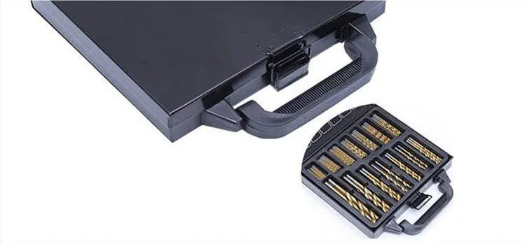 Twist drill set, high speed steel, titanium plated, black finish, 1.5-10mm