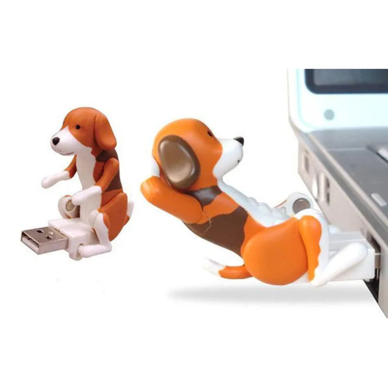 Brown USB powered cartoon dog toy measuring 60x30x60mm on a desk