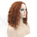 Black high temperature silk short curly hair cosplay wig cap on mannequin head front view