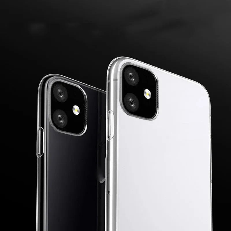 Transparent TPU soft shell mobile phone case on an iPhone.