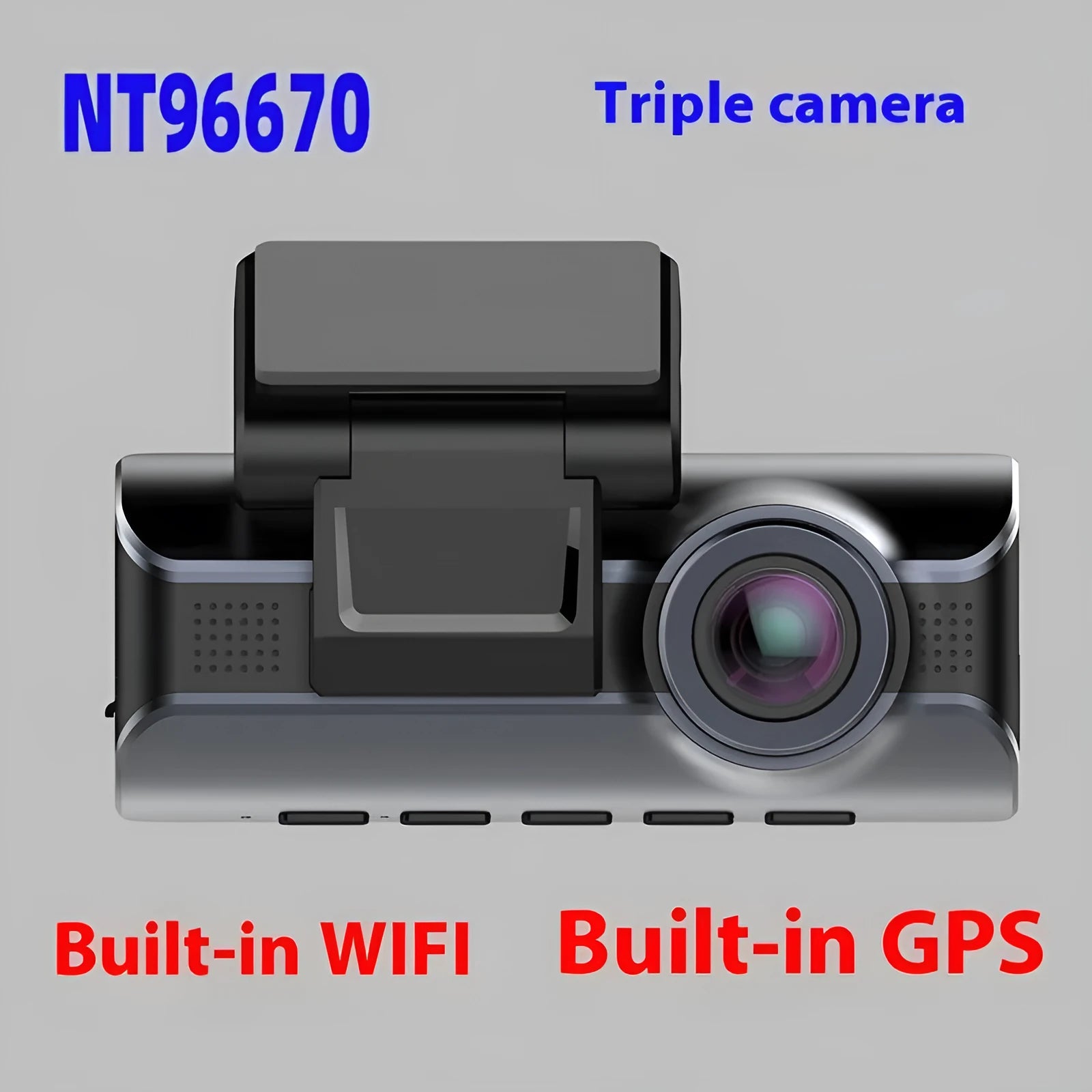2K driving recorder dash cam with front and rear cameras, 3.0 inch screen, and mounting bracket