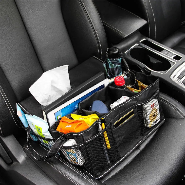 Black Oxford cloth car storage box with 33cm dimensions for vehicle trunk organisation