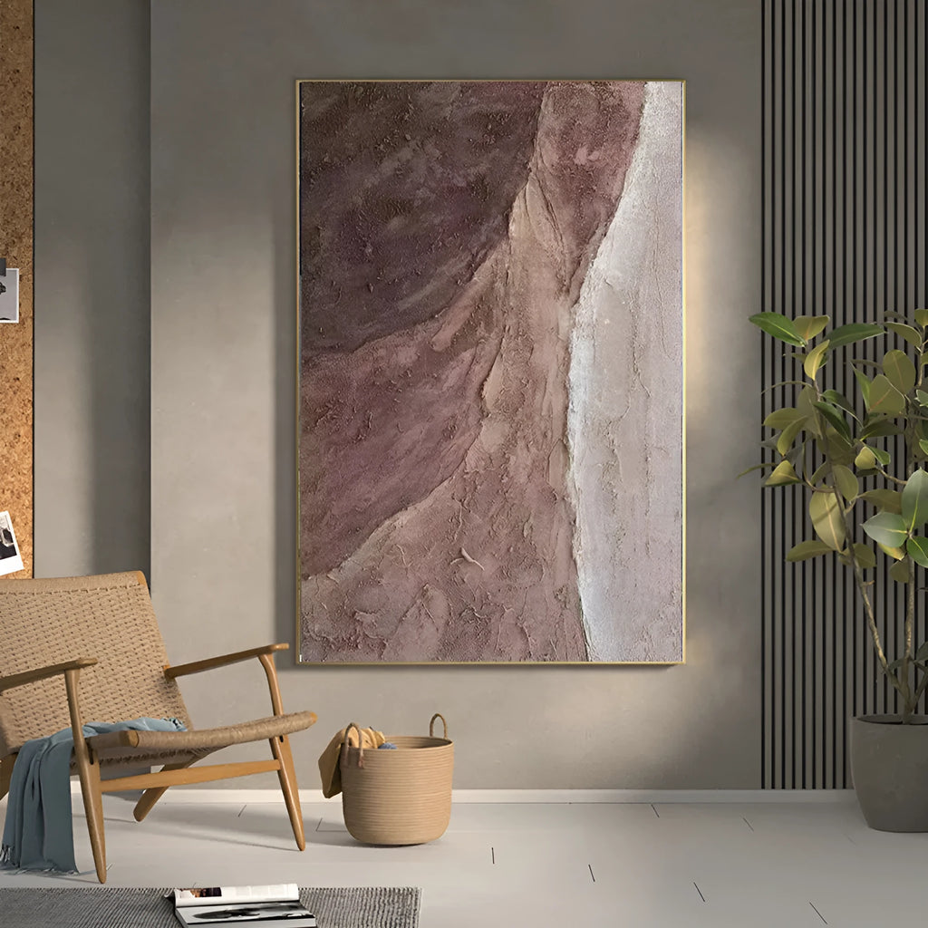 Handmade brown texture abstract oil painting on rolled frameless canvas for modern wall decor