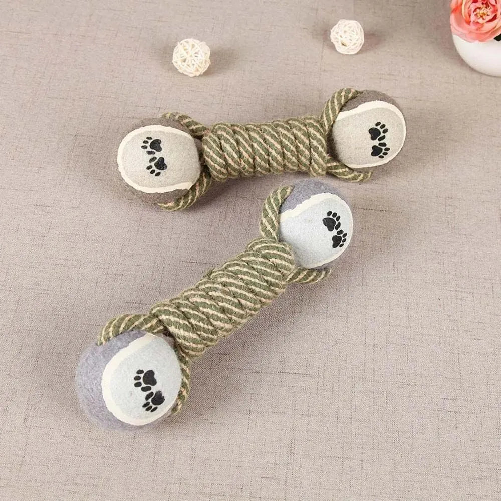 Grey cotton rope knot dog chew toy, 21cm x 6cm, 200g, for medium and large dogs