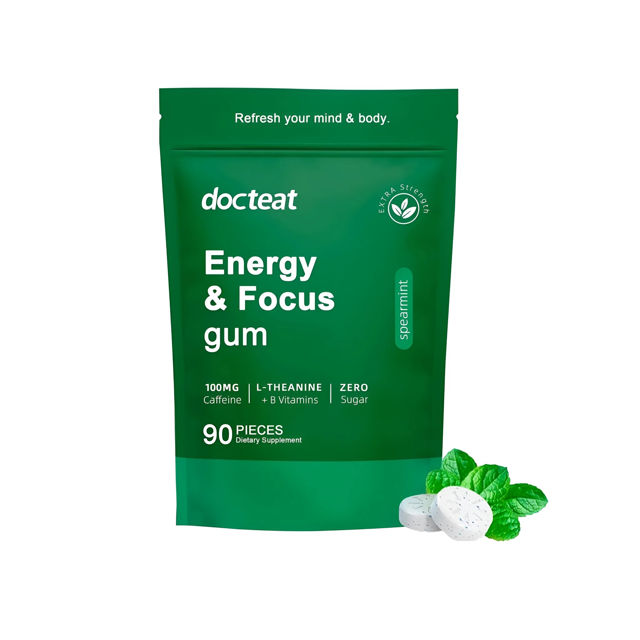 Mint tablet sugar sweeteners with green coffee bean extract and vitamins in a 90-piece pack.