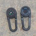 Zinc alloy camping carabiner with thermometer and compass in black, army green, or rose gold