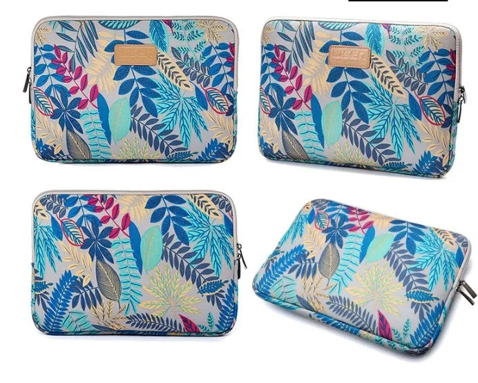 LISEN colorful leaf notebook sleeve bag for 15.6 inch laptop and tablet in black, blue, gray or white