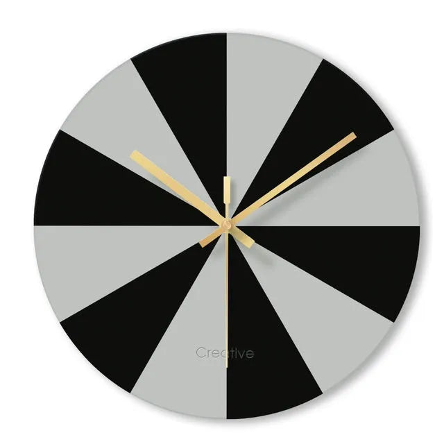 Minimalist clear tempered glass wall clock, 29.5cm diameter, with black printed numerals on silent movement.