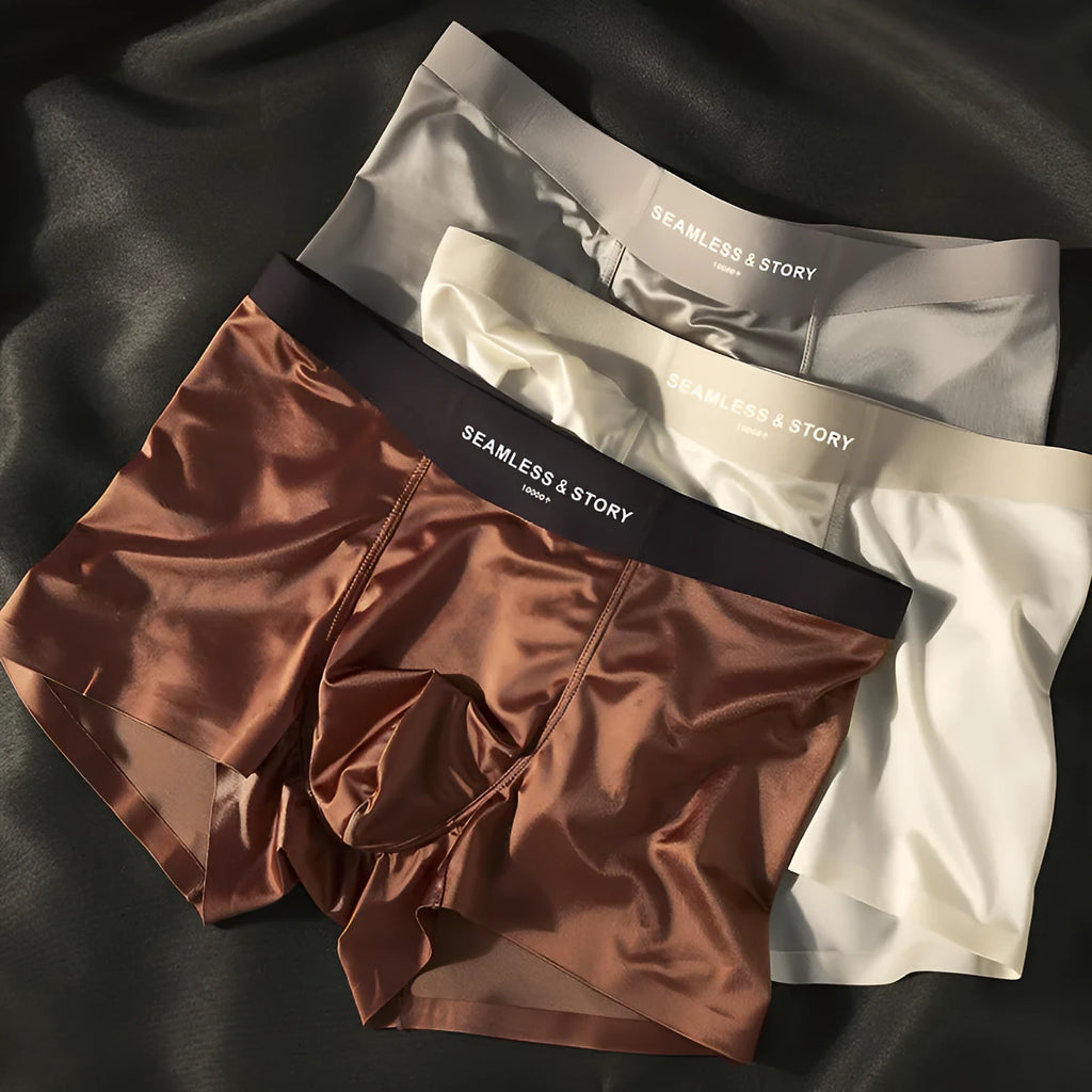 Men's ice silk underwear in multiple colours with traceless mid-waist design