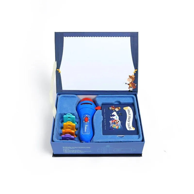 SmartKids children's story projector torch with four coloured discs projecting fairy tale images on wall