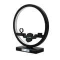 3 in 1 wireless charger stand with table lamp for phone watch and headset in black