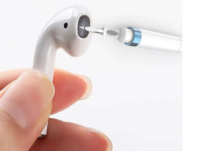 Three-layer headphone cleaning pen in blue, gold, or black colours for electronic maintenance