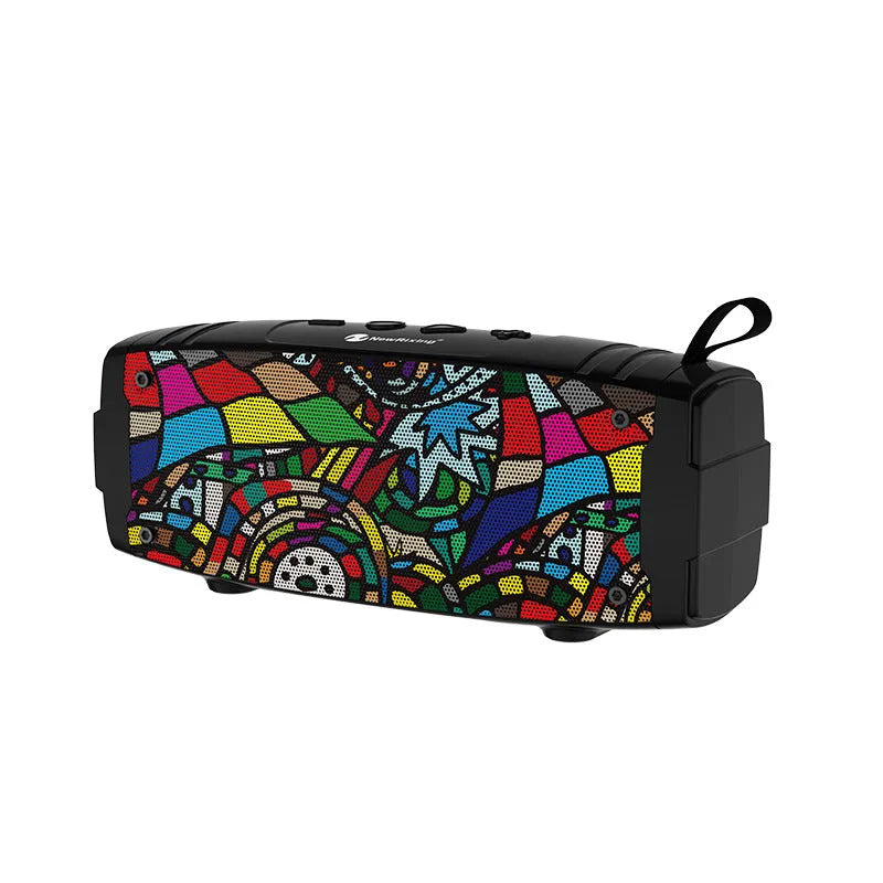 Portable Bluetooth speaker in multiple colour options including black, blue, camouflage, graffiti, hip hop, and red
