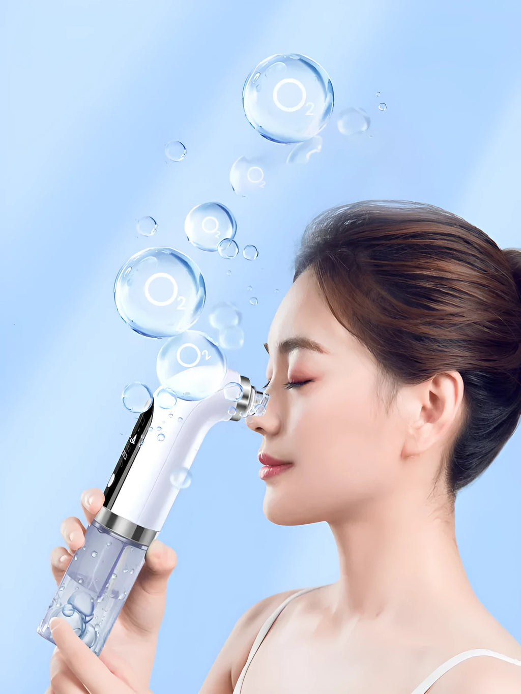Small micro bubble skin beauty instrument with 6 probes and USB charger for blackhead removal