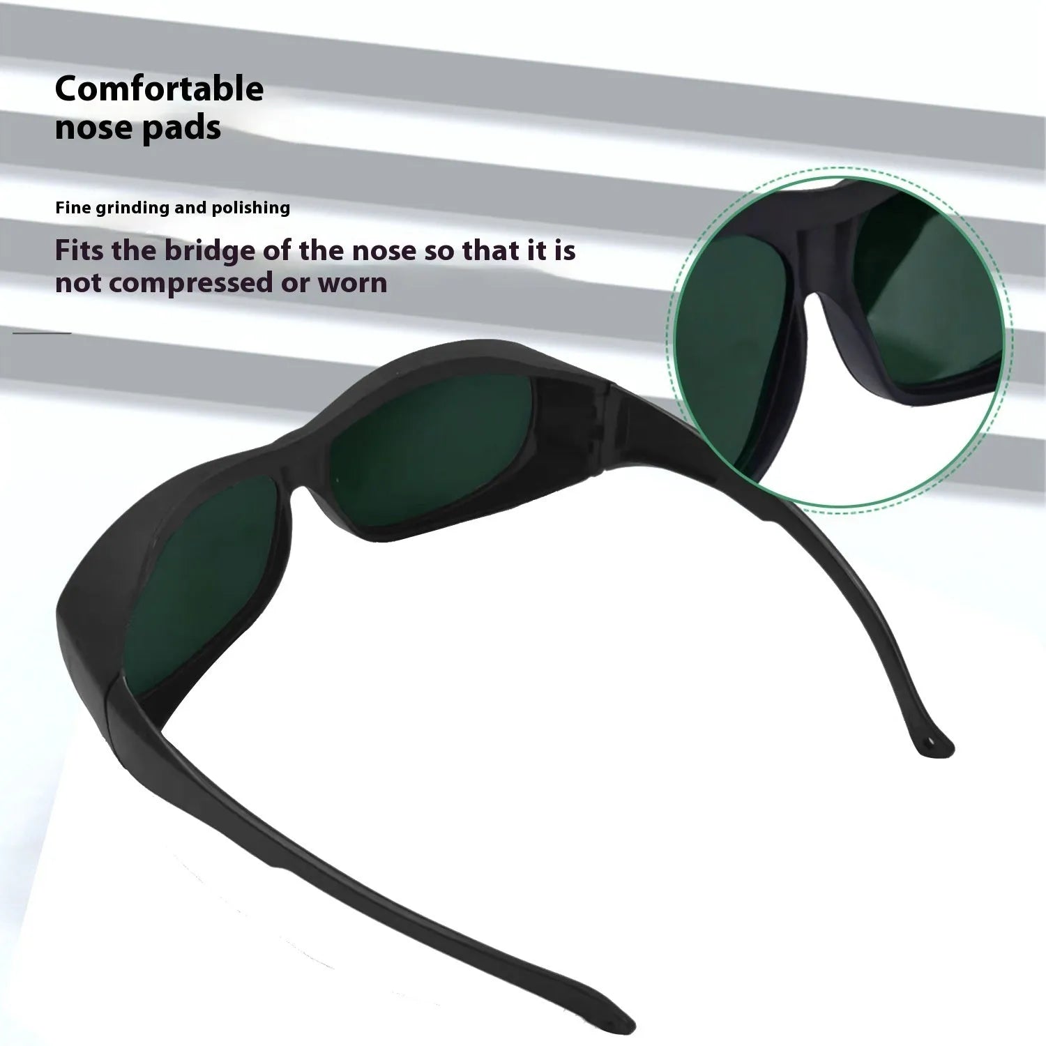 A pair of clear PC laser safety goggles for skin rejuvenation and welding, offering 200-2000nm wavelength protection.